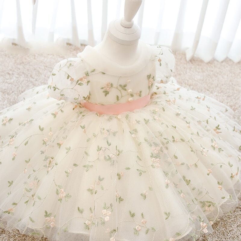 Vestido Infantil Flores e Pérolas