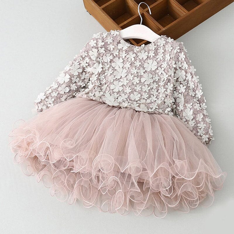 Vestido Infantil Flores e Saia Tule