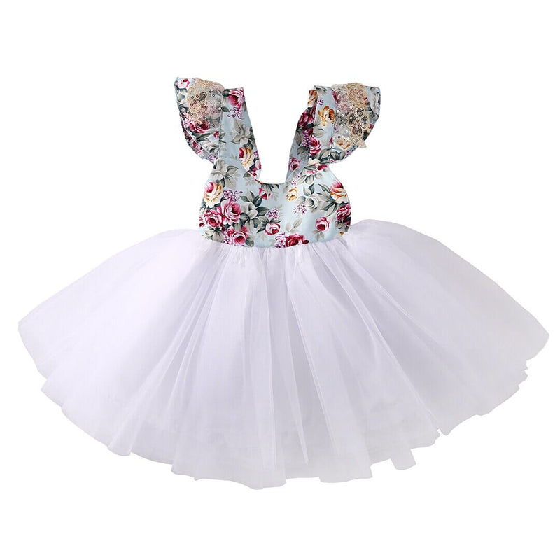 Vestido Infantil Florido e Tule