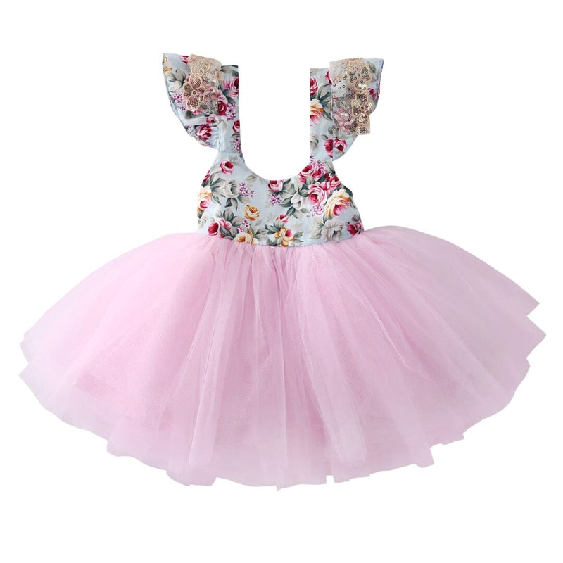 Vestido Infantil Florido e Tule