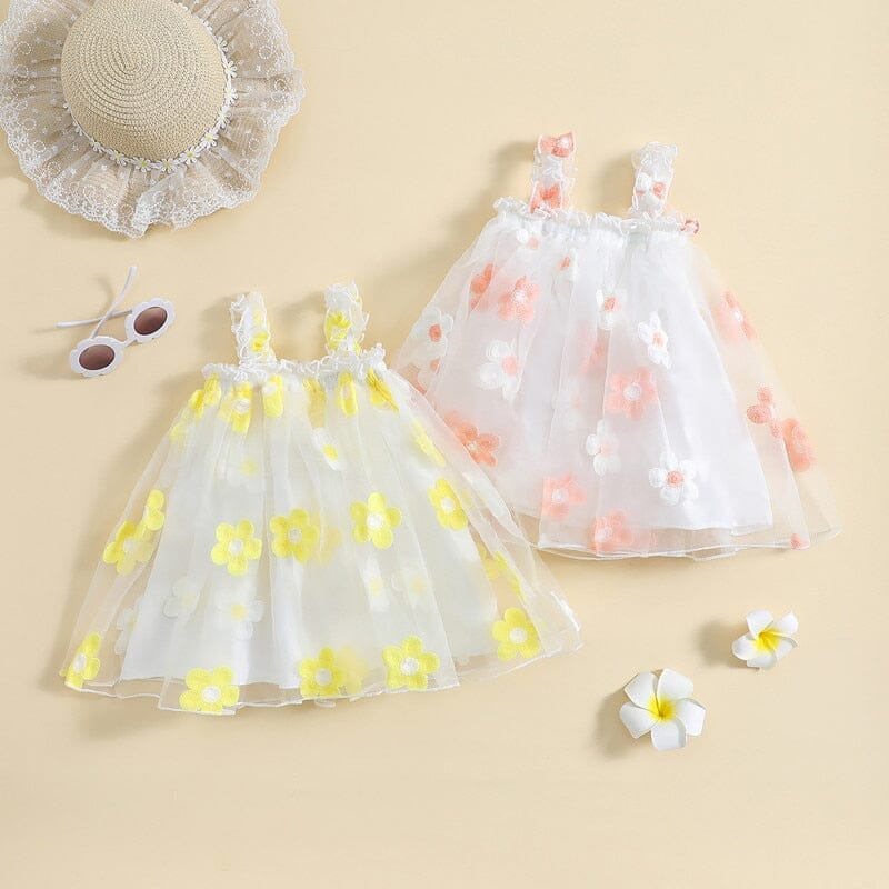 Vestido Infantil Florido e Tule