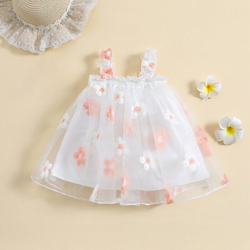 Vestido Infantil Florido e Tule