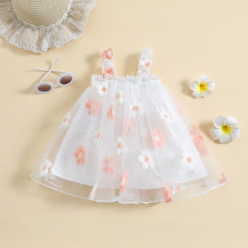 Vestido Infantil Florido e Tule