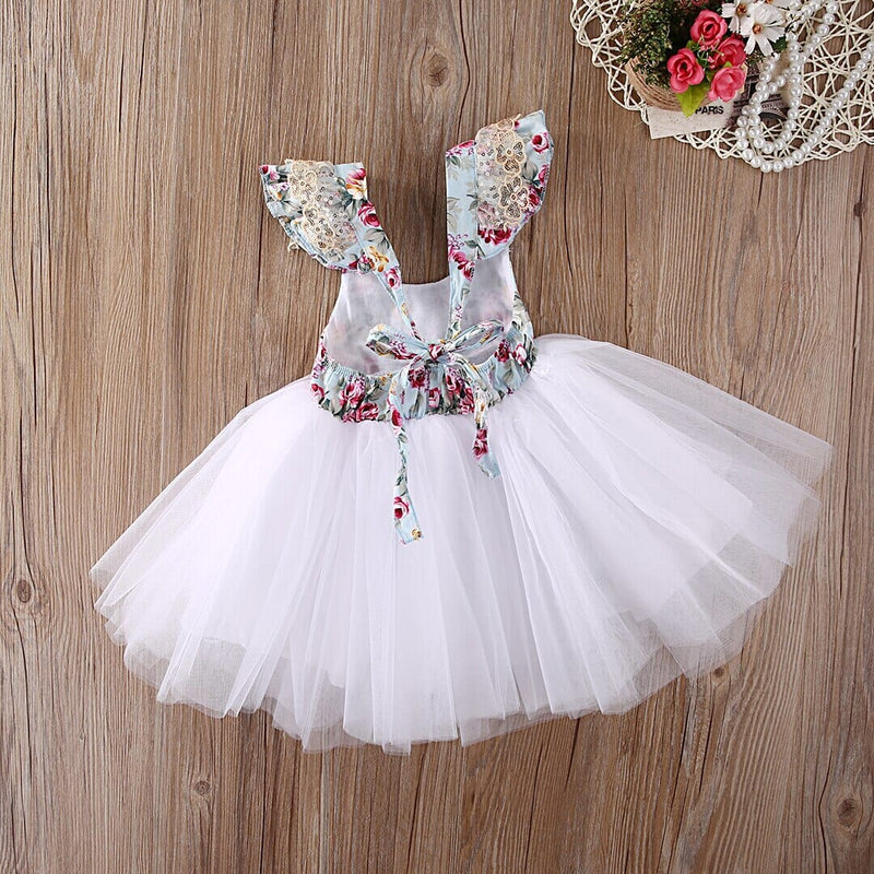 Vestido Infantil Florido e Tule