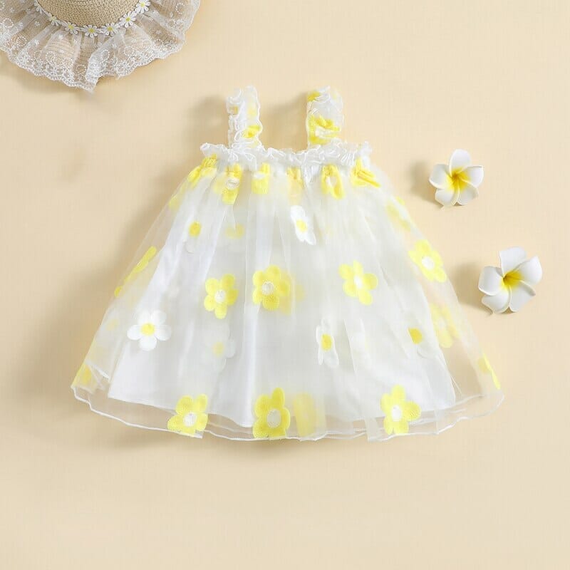 Vestido Infantil Florido e Tule