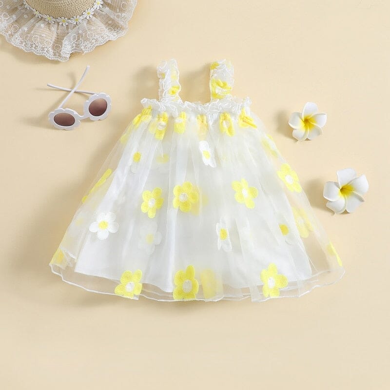 Vestido Infantil Florido e Tule