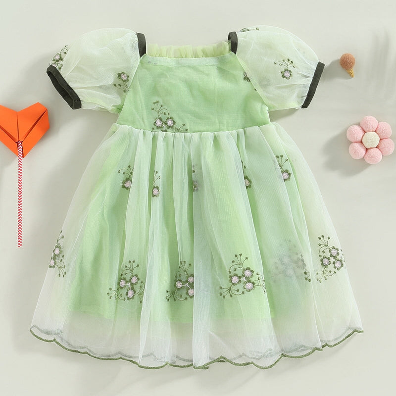 Vestido Infantil Jardim e Borboletas