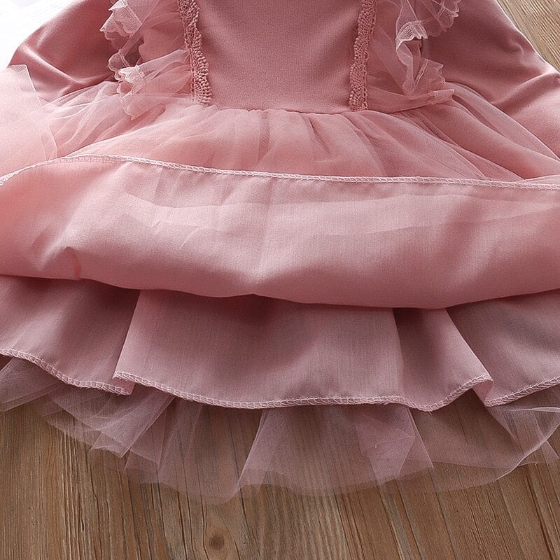 Vestido Infantil Manga Longa e Tule