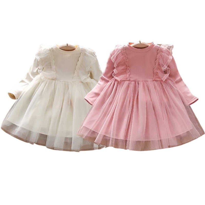 Vestido Infantil Manga Longa e Tule