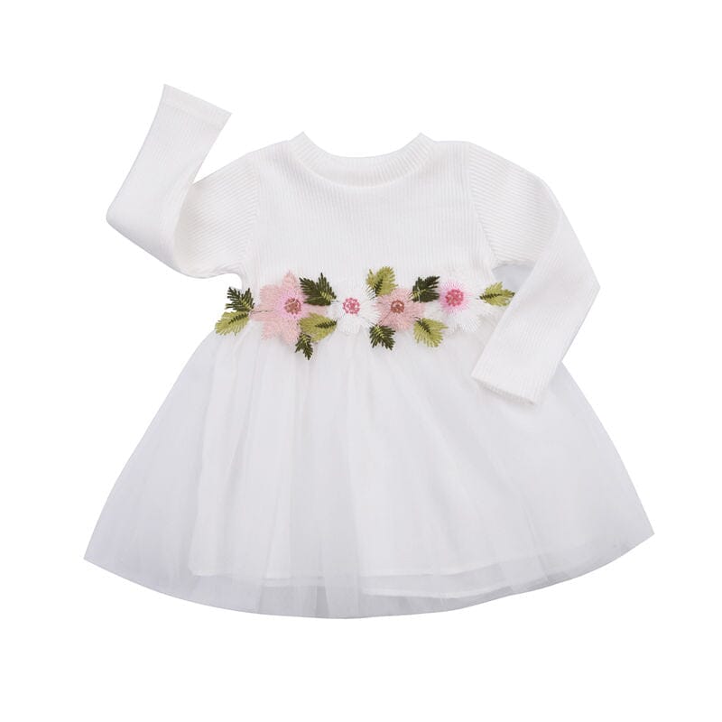 Vestido Infantil Manga Longa Flores