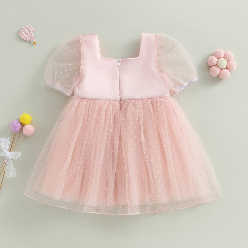 Vestido Infantil Manguinha Bufante Tule