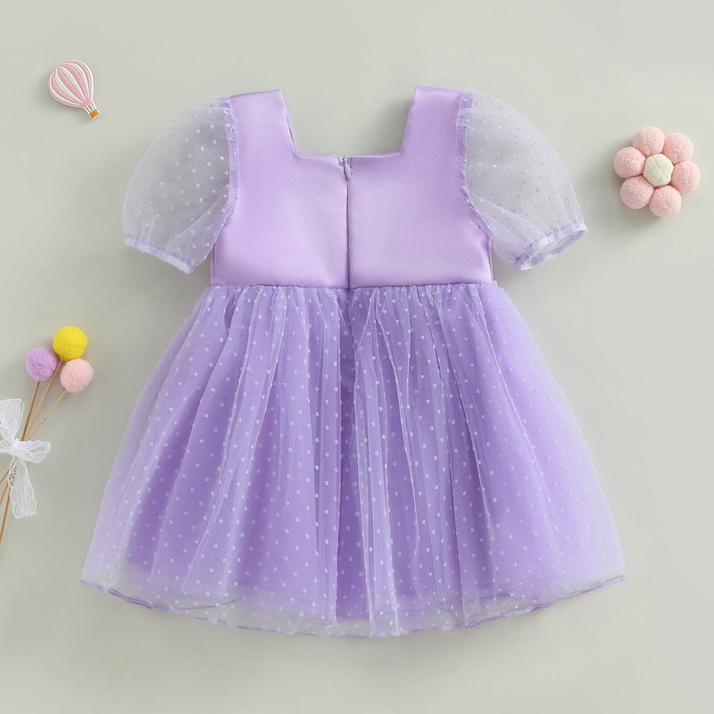 Vestido Infantil Manguinha Bufante Tule