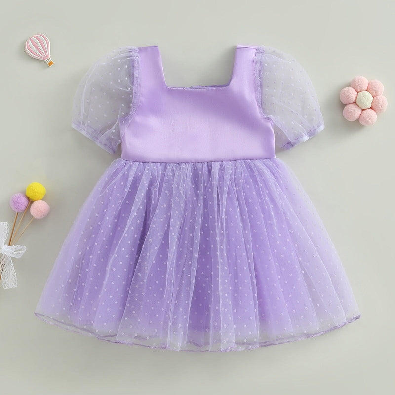 Vestido Infantil Manguinha Bufante Tule