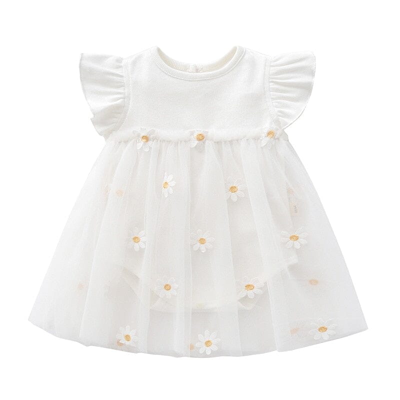 Vestido Infantil Margaridas Tule