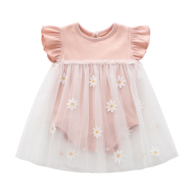 Vestido Infantil Margaridas Tule