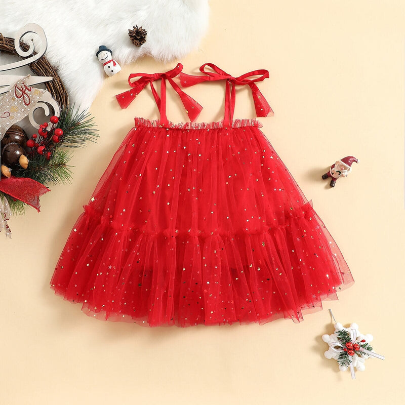 Vestido Infantil Natalino Tule