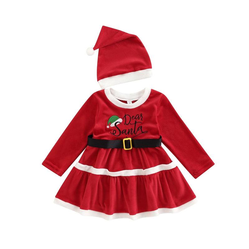 Vestido Infantil "Querido Papai Noel" + Gorro