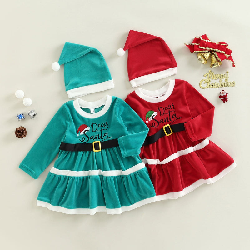 Vestido Infantil "Querido Papai Noel" + Gorro