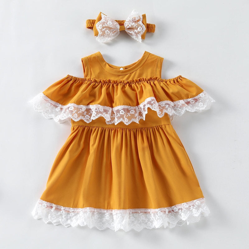 Vestido Infantil  Rendinha + Faixa