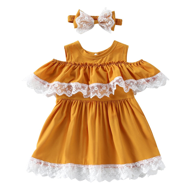 Vestido Infantil  Rendinha + Faixa