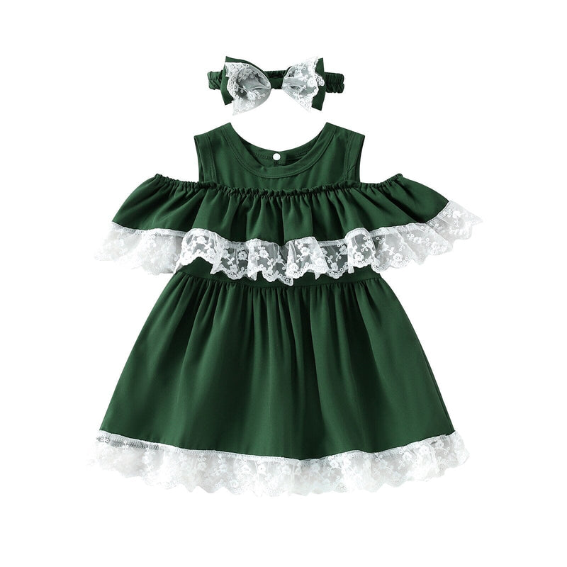 Vestido Infantil  Rendinha + Faixa