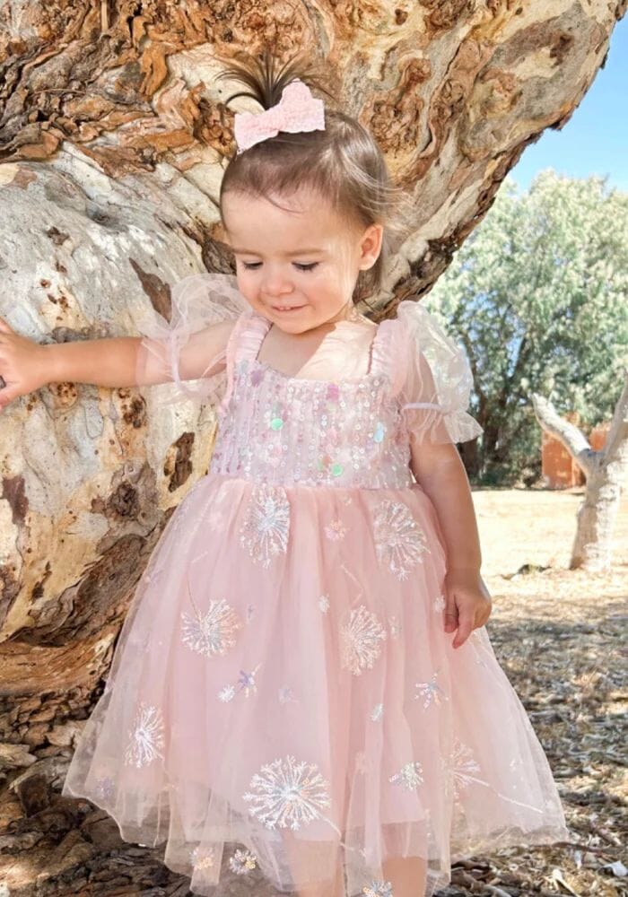 Vestido Infantil Rosa Tule