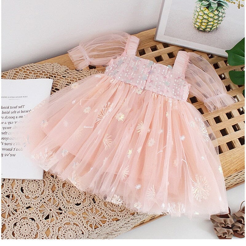 Vestido Infantil Rosa Tule