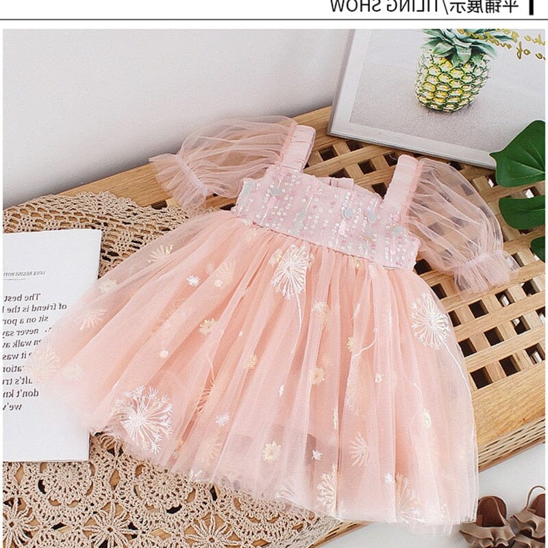 Vestido Infantil Rosa Tule