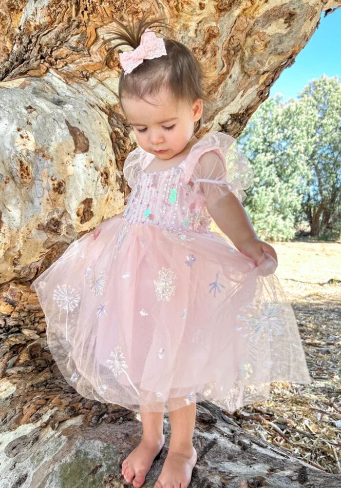 Vestido Infantil Rosa Tule