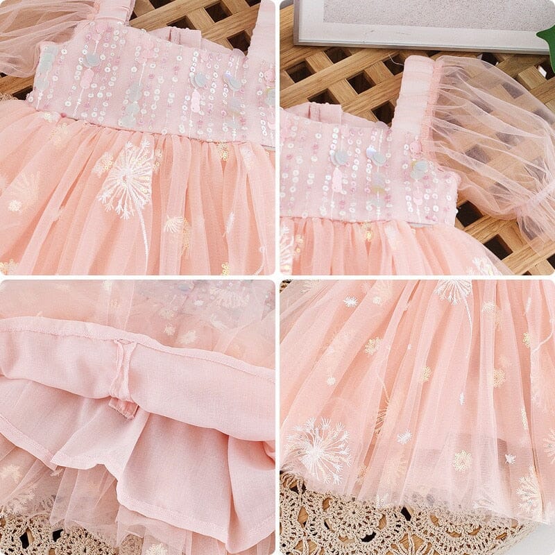 Vestido Infantil Rosa Tule