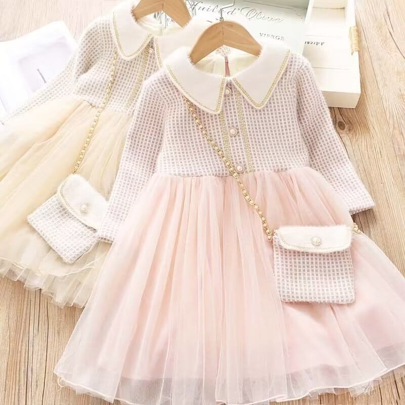 Vestido Infantil Tule + Bolsinha