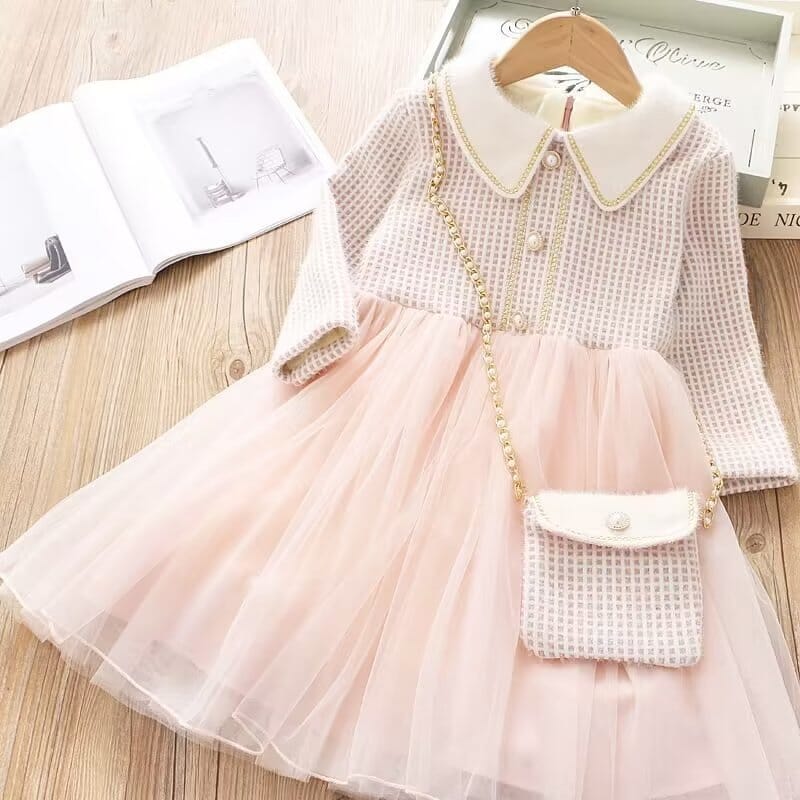 Vestido Infantil Tule + Bolsinha