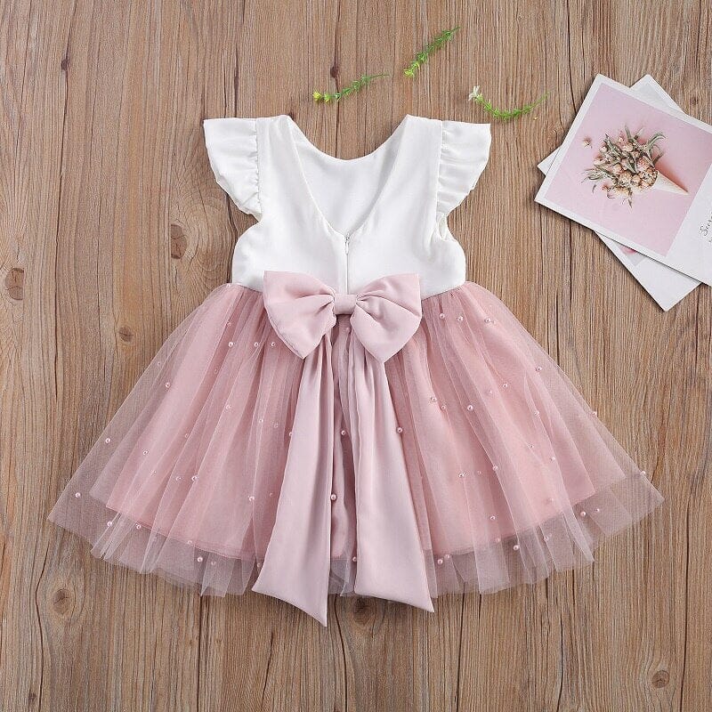 Vestido Infantil Tule e Pérolas