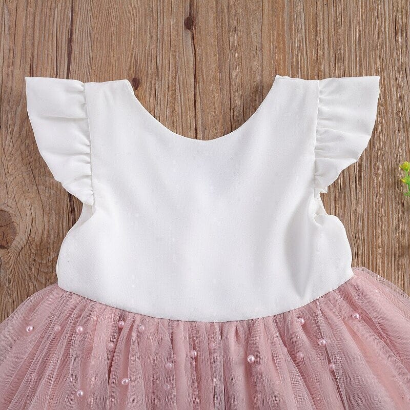 Vestido Infantil Tule e Pérolas