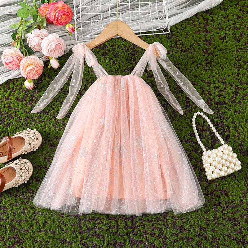 Vestido Infantil Tule Estrelinhas