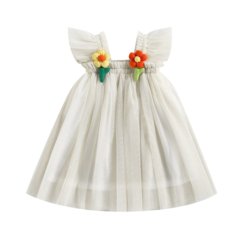 Vestido Infantil Tule Florzinhas Delicado