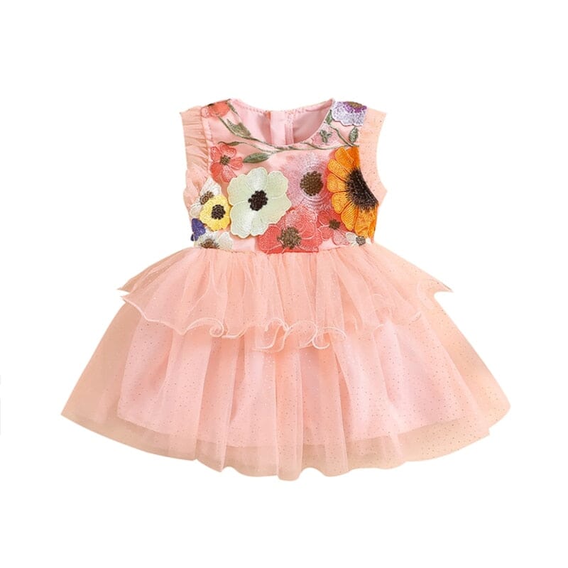 Vestido Infantil Tule Florzinhas