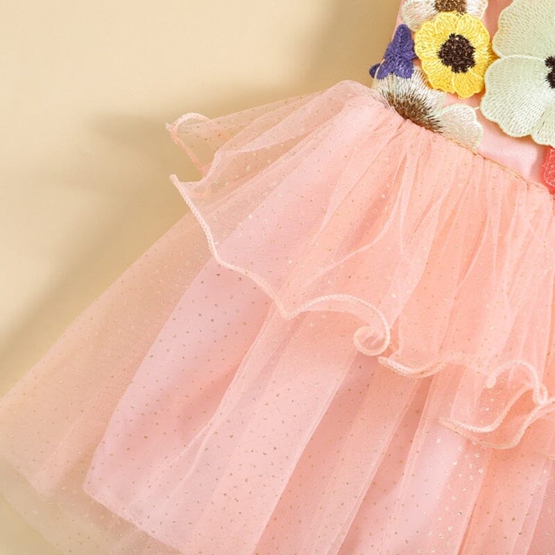 Vestido Infantil Tule Florzinhas