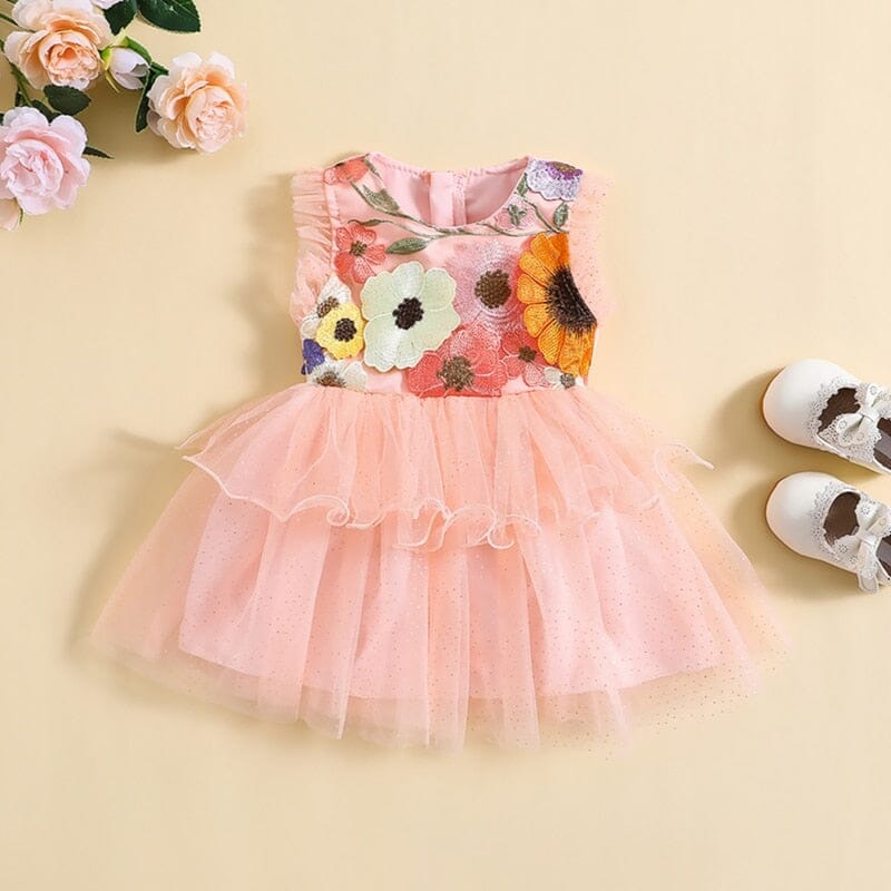 Vestido Infantil Tule Florzinhas