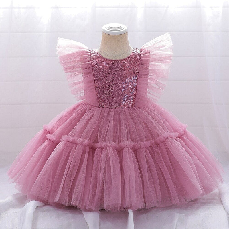 Vestido Infantil Tule Lantejoulas