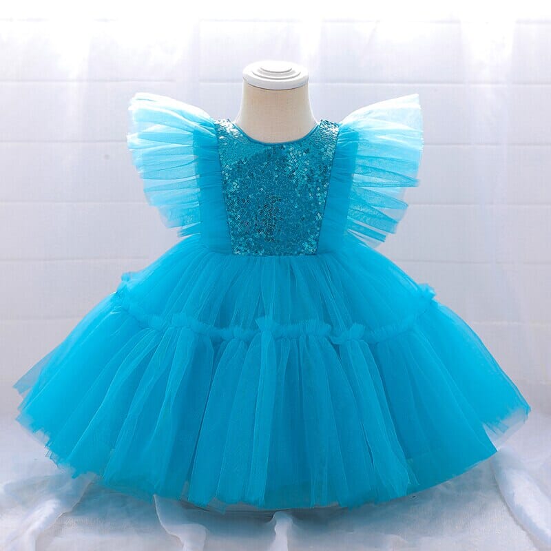 Vestido Infantil Tule Lantejoulas