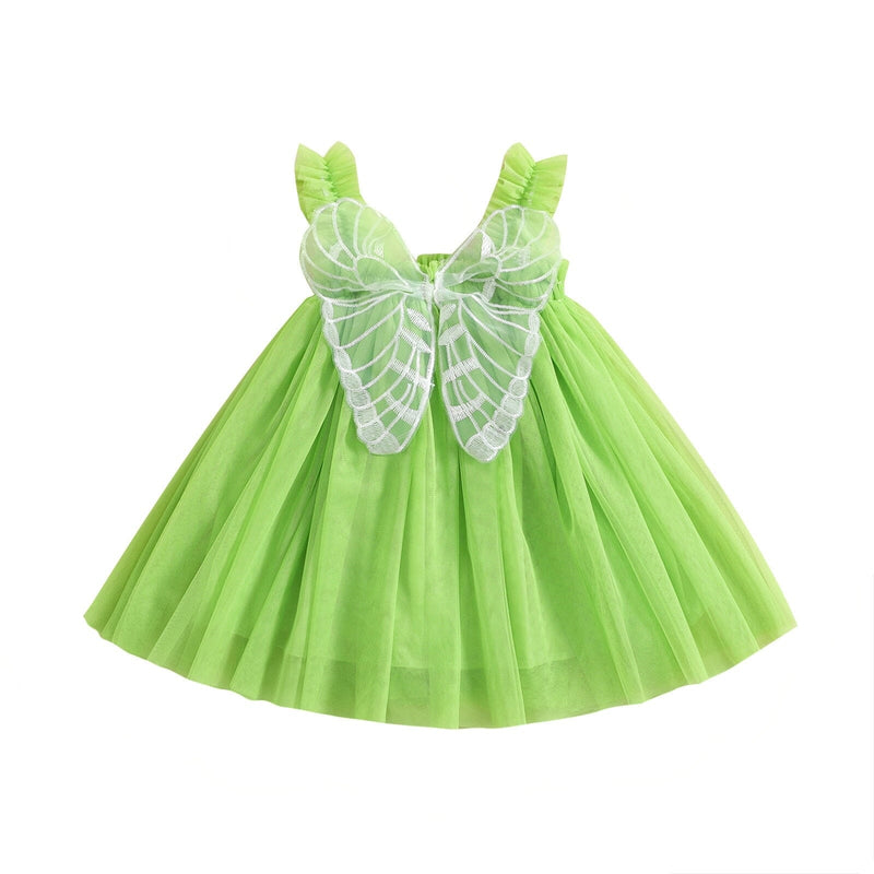 Vestido Infantil Verde Borboleta