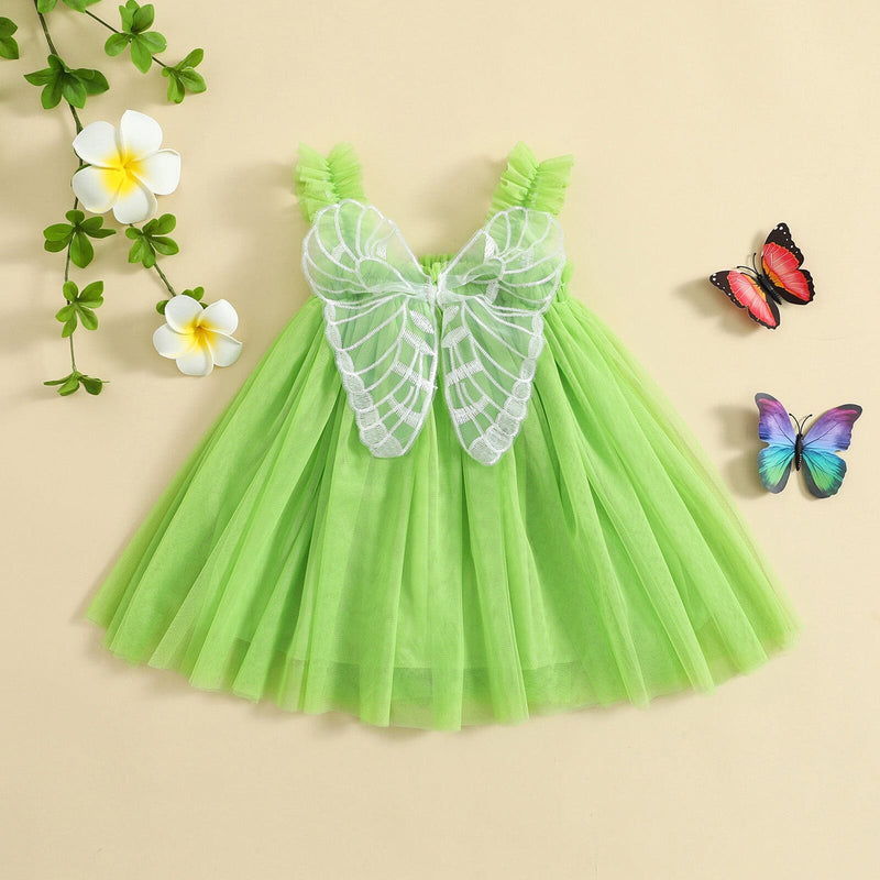 Vestido Infantil Verde Borboleta