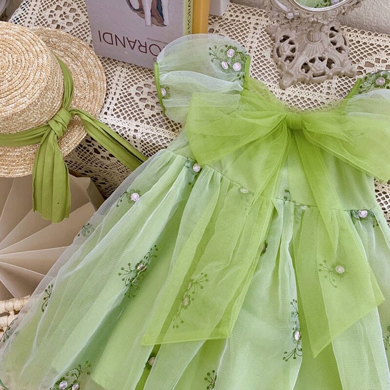 Vestido Infantil Verde Tule