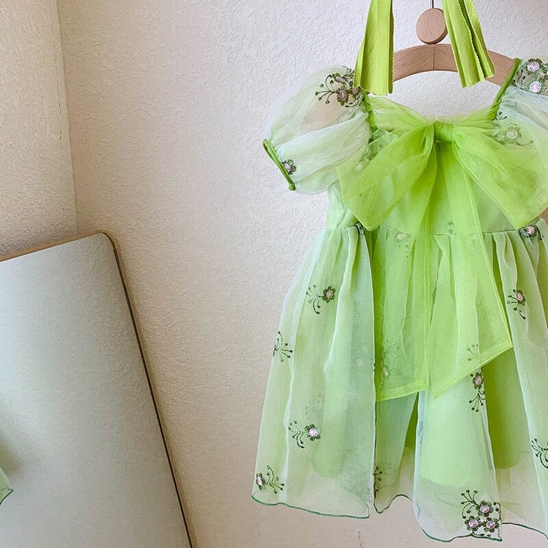 Vestido Infantil Verde Tule