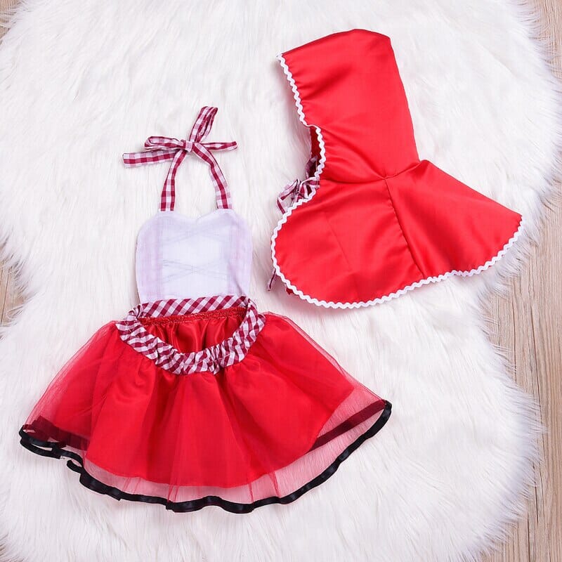 Vestido Infantil Vermelho + Capuz