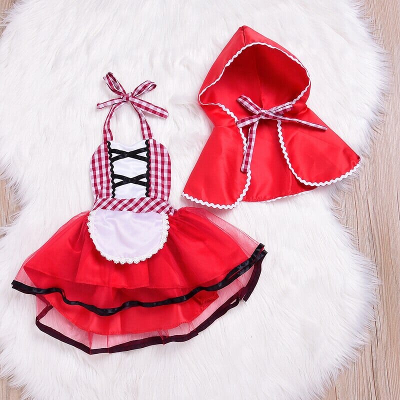 Vestido Infantil Vermelho + Capuz