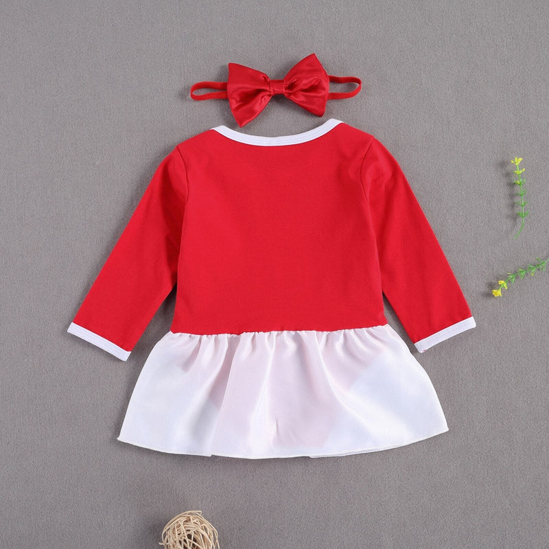 Vestido Romper Infantil Natal Feliz + Faixa