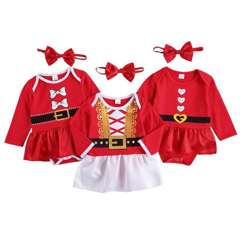 Vestido Romper Infantil Natal Feliz + Faixa