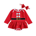 Vestido Romper Infantil Natal Feliz + Faixa